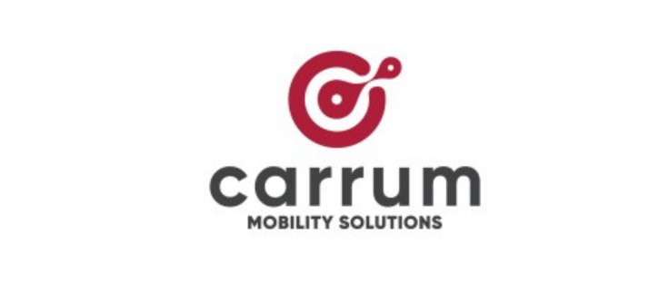 Carrum logo, a circular design with a red fill. logo