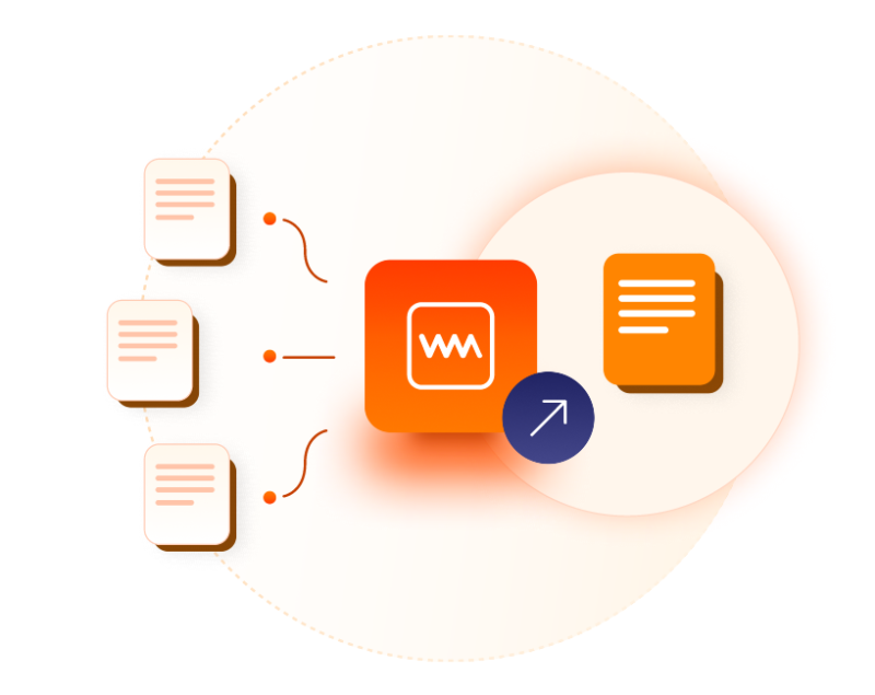 Illustration showing multiple documents being uploaded together