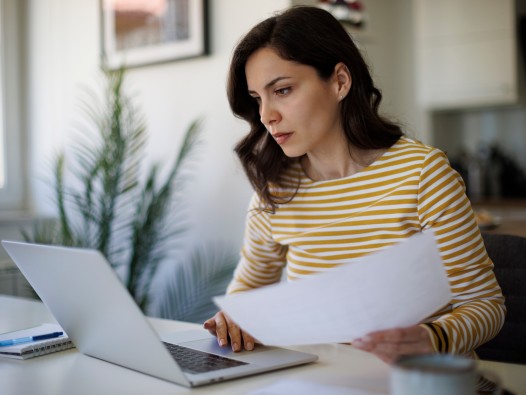 Woman reviewing documents