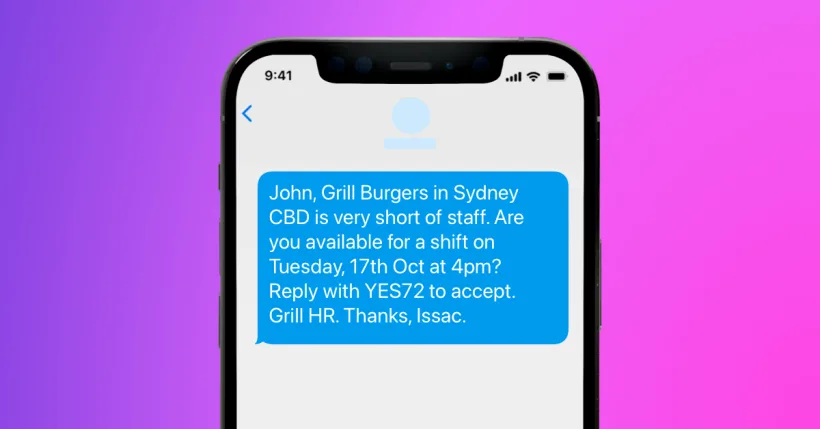 John SMS example burgers