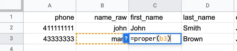 Formula to change cells to title case screenshot