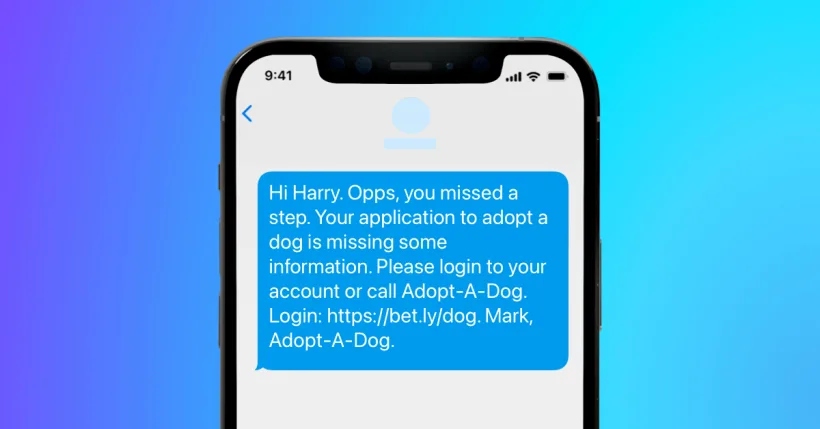 Harry dog SMS example