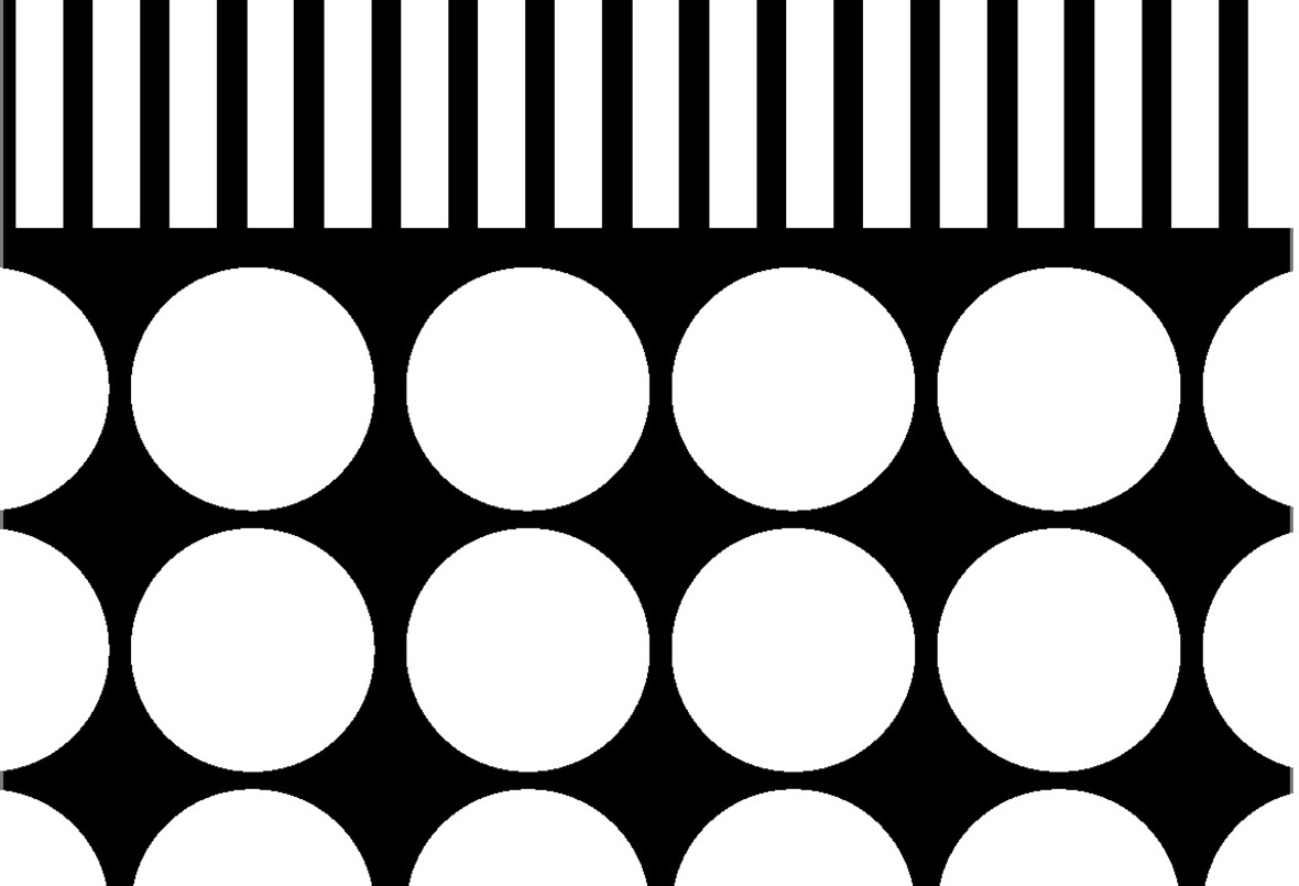 white circles on black background