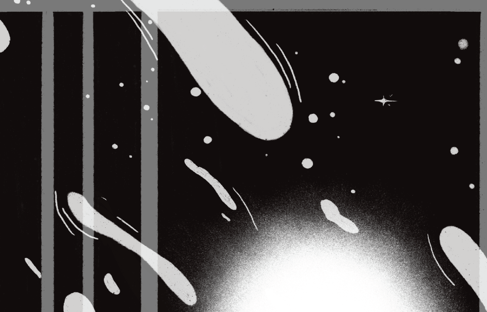 Abstract black and white interstitial image for The Oversight Bloc