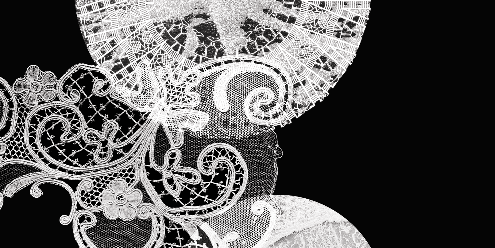 White lace on a black background