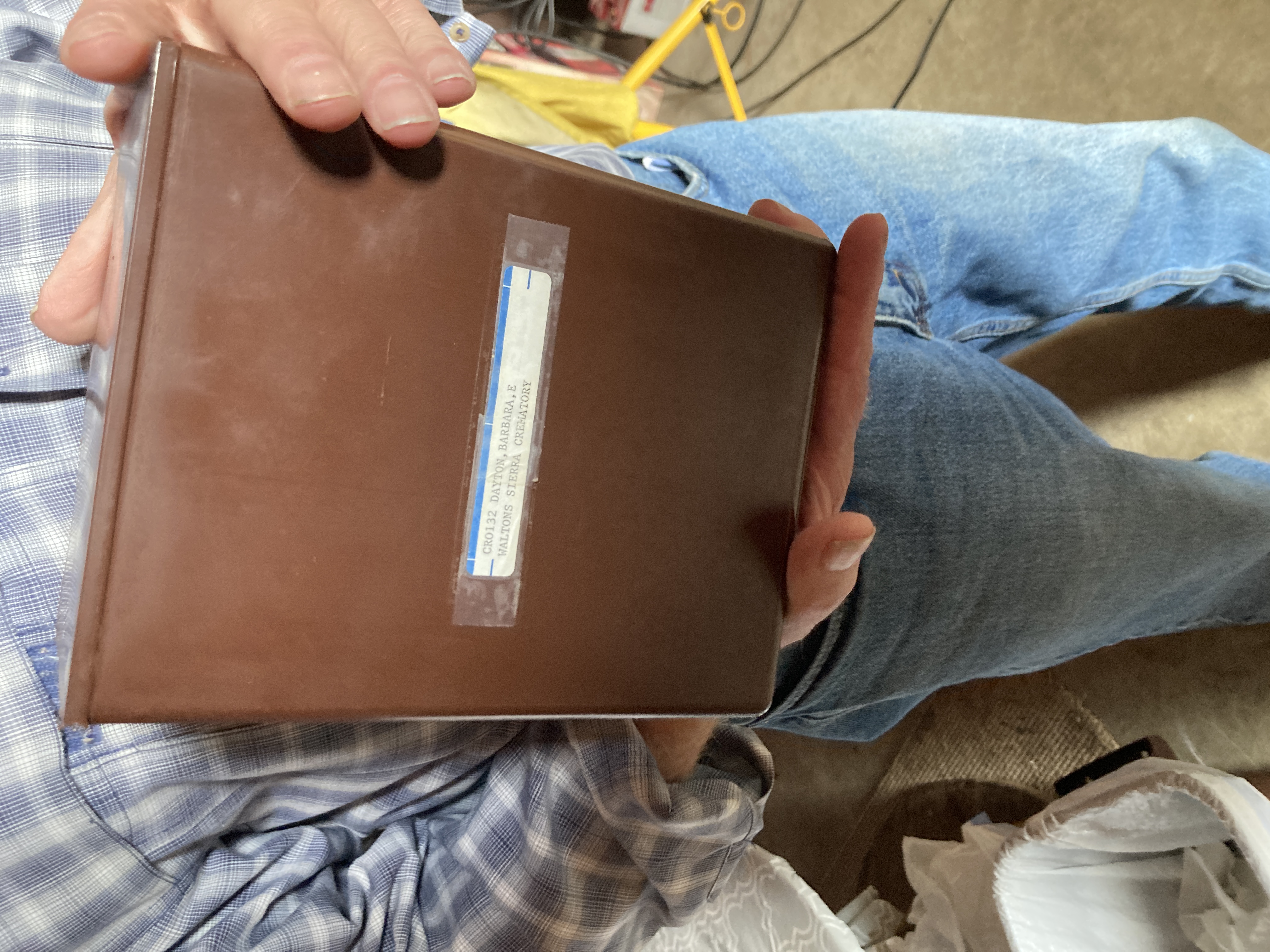 The ashes of Barbara Dayton, in Ron Forman's hands. Photo courtesy of the author.