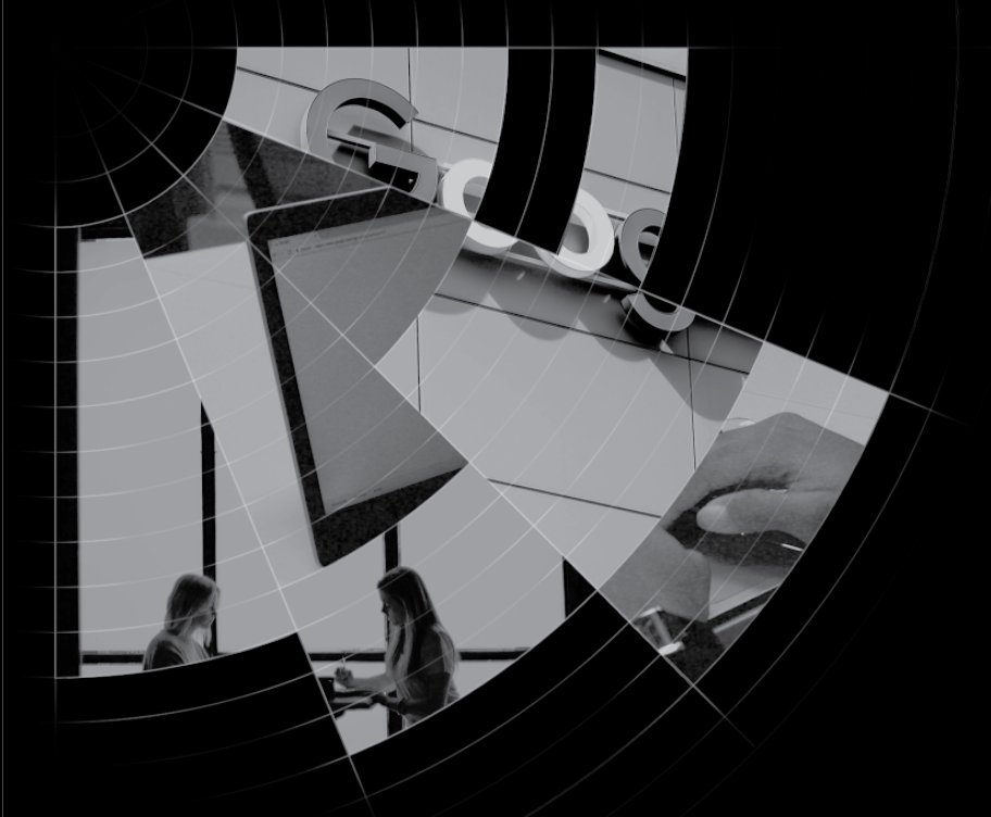 Abstract cover image for "Now I Know My ABCs" - a radial image with a Google sign