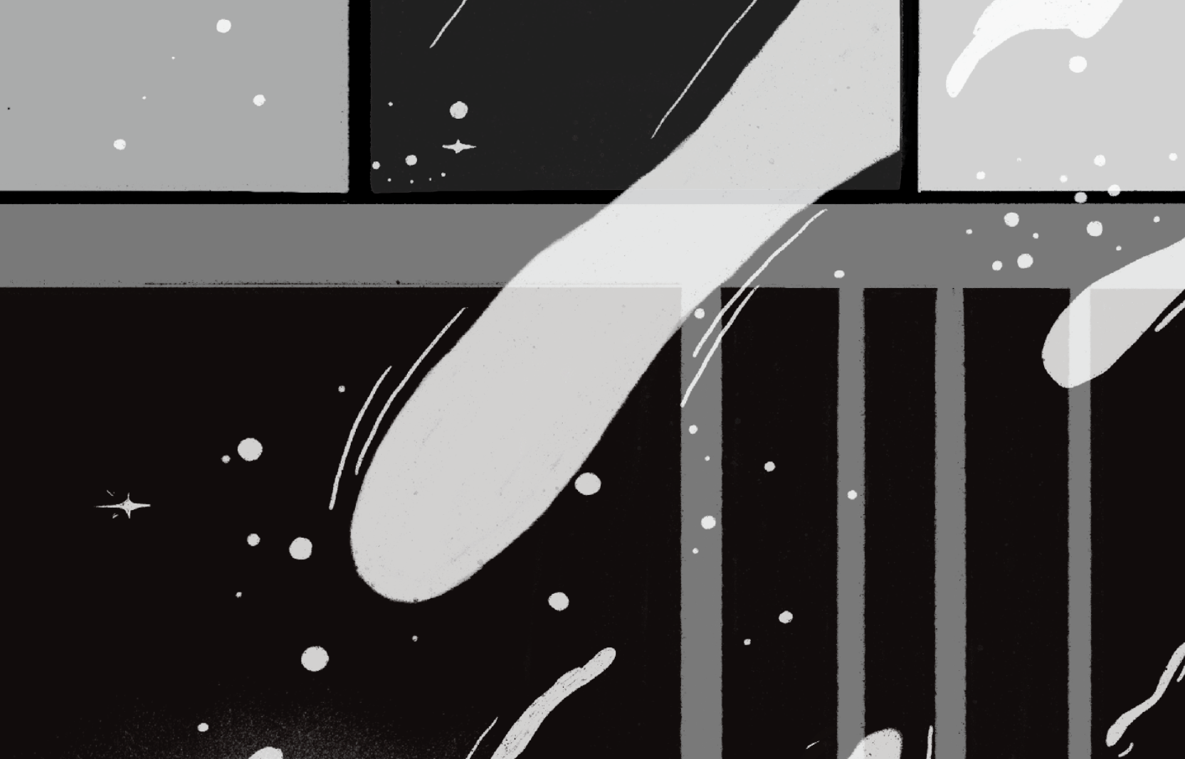 Abstract black and white interstitial image for Disinfo Studies