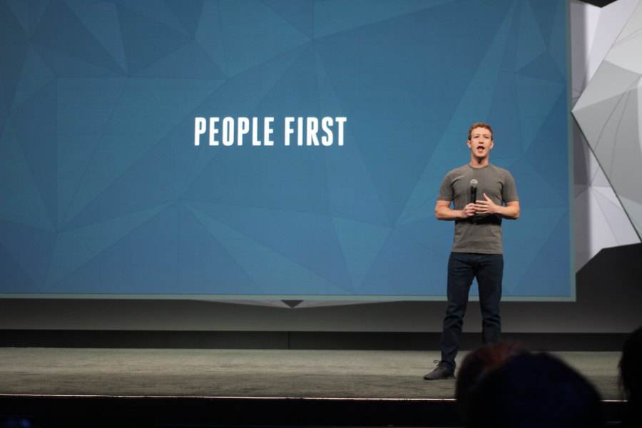 A photo of Mark Zuckerberg speaking.