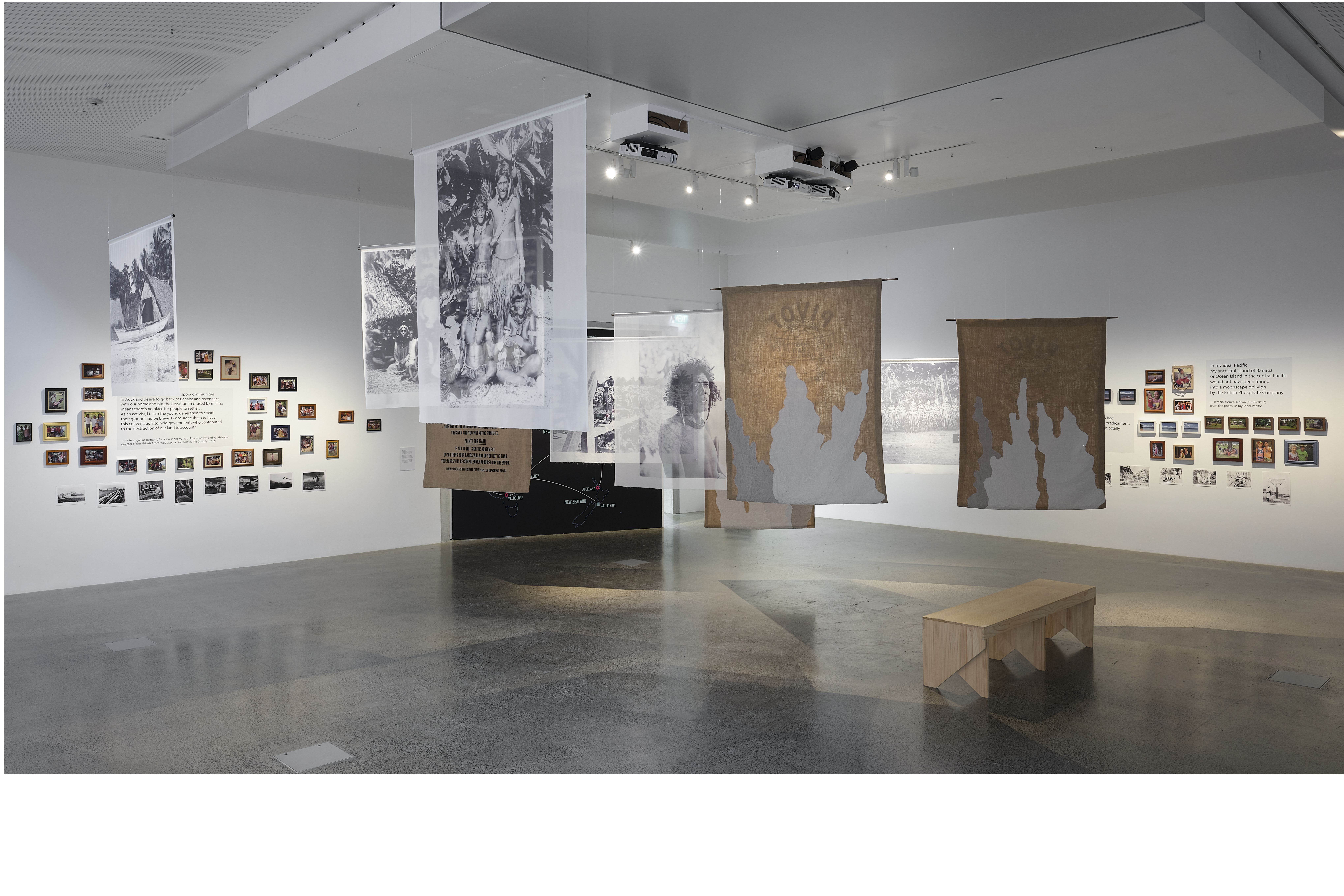 Project Banaba, installation view, Te Uru Waitākere Contemporary, Auckland, New Zealand, 2022. Courtesy of Te Uru and the artist. Photo: Sam Hartnett.