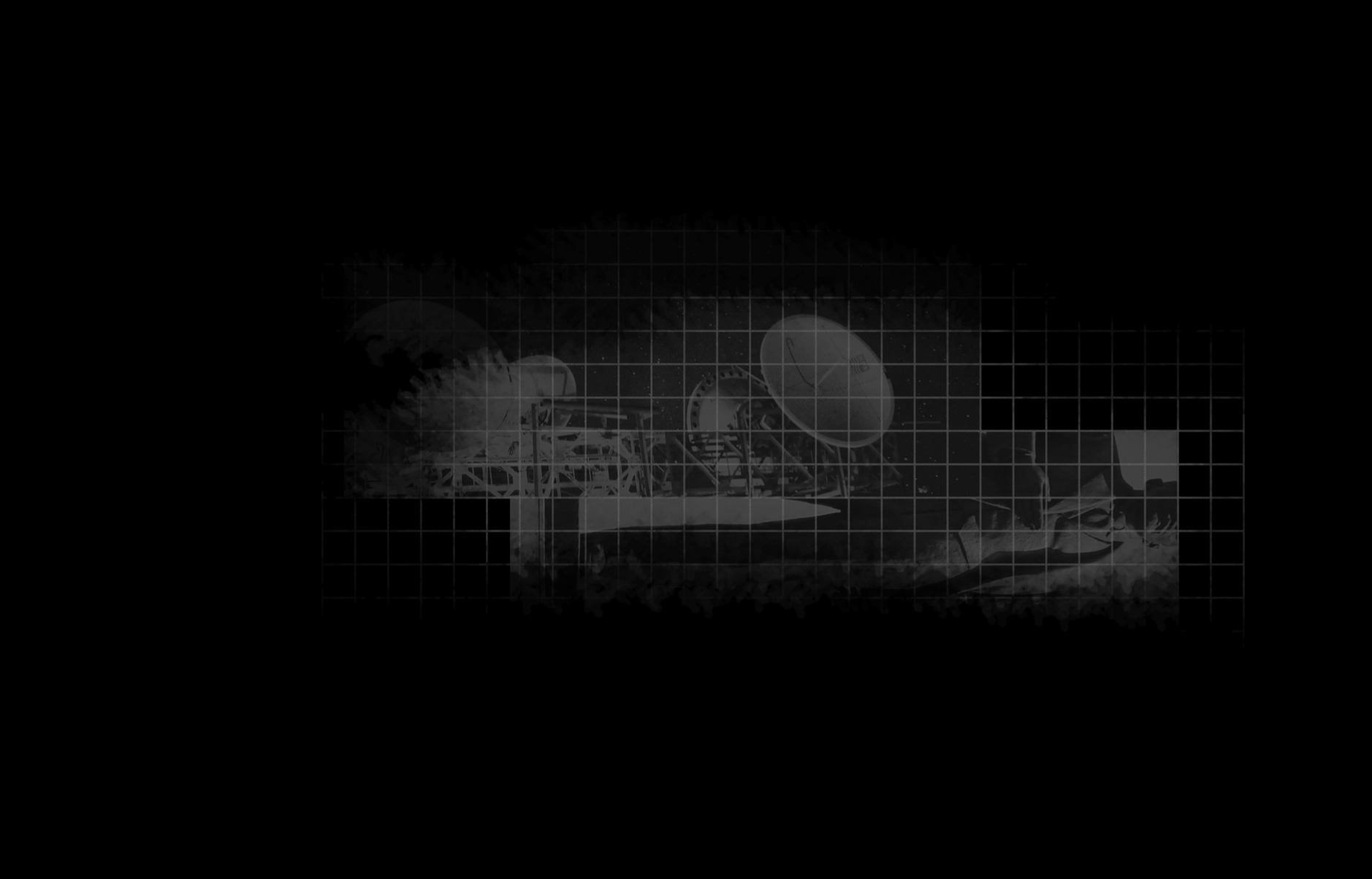 Shadowy satellite dish on a black background