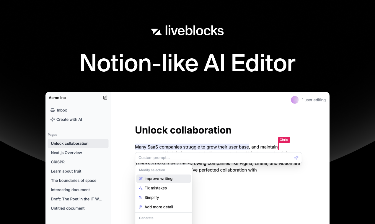 Notion-like AI Editor
