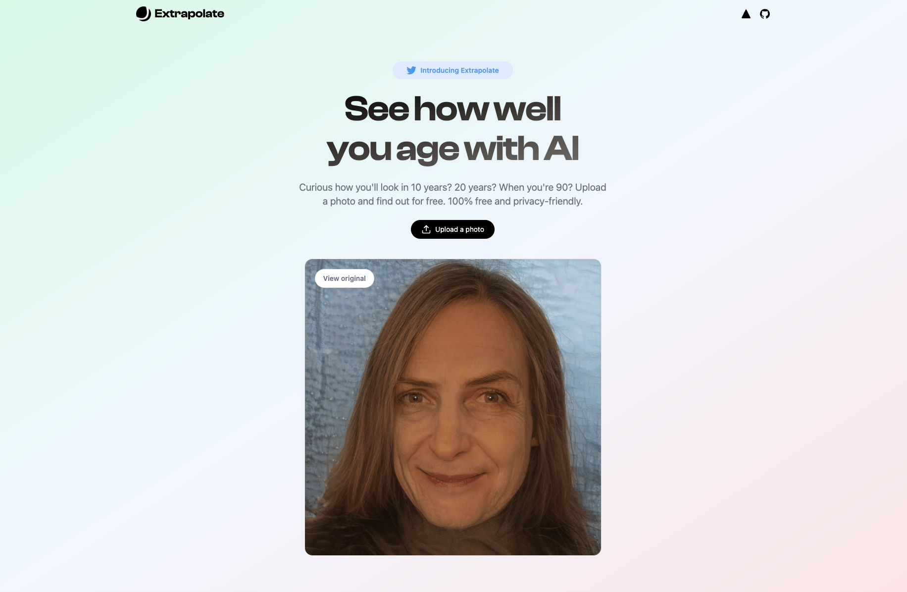 Demo of Extrapolate – See how well you age with AI