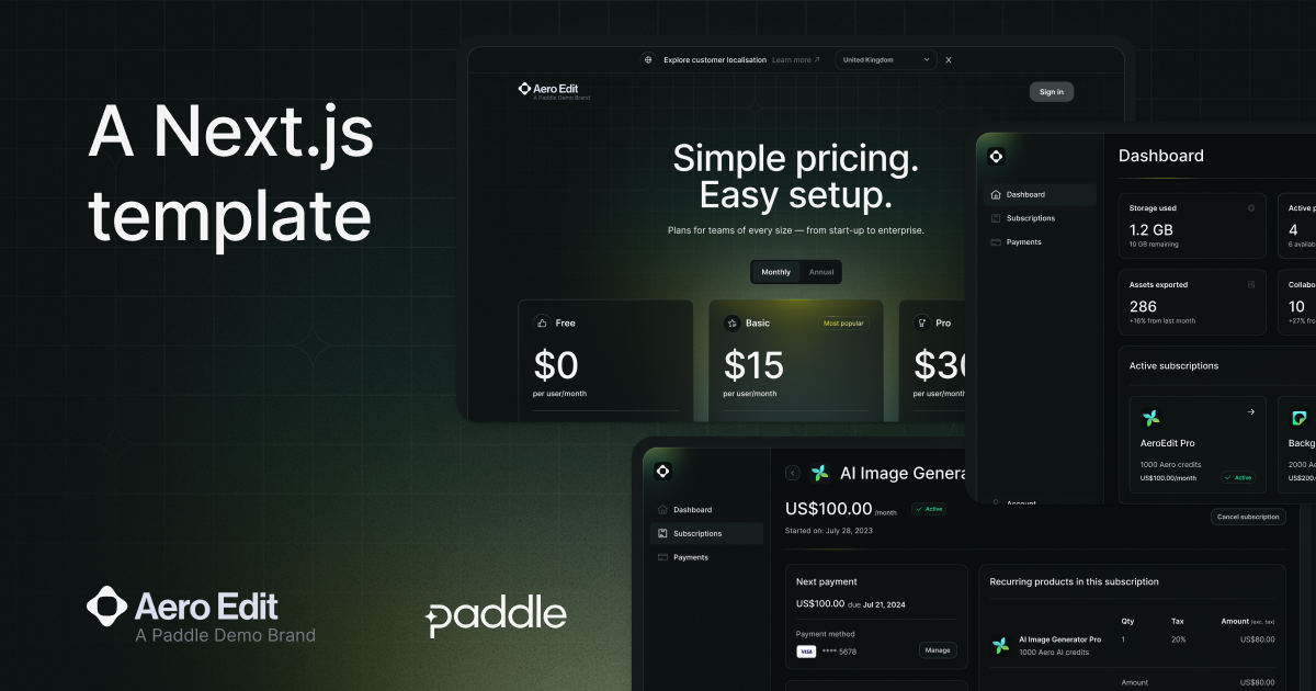 Paddle Billing Subscription Starter