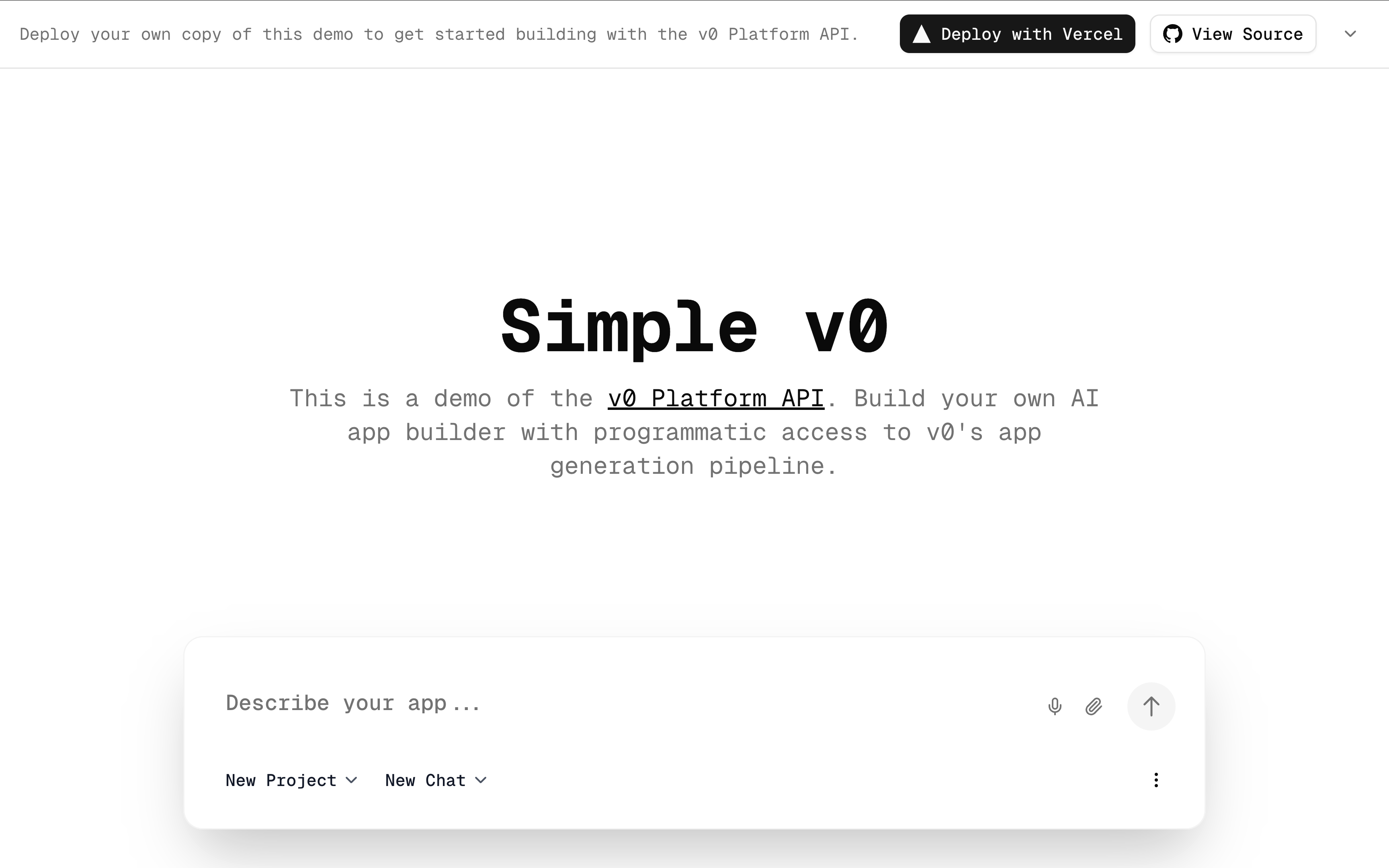 Simple v0: v0 Platform API Demo