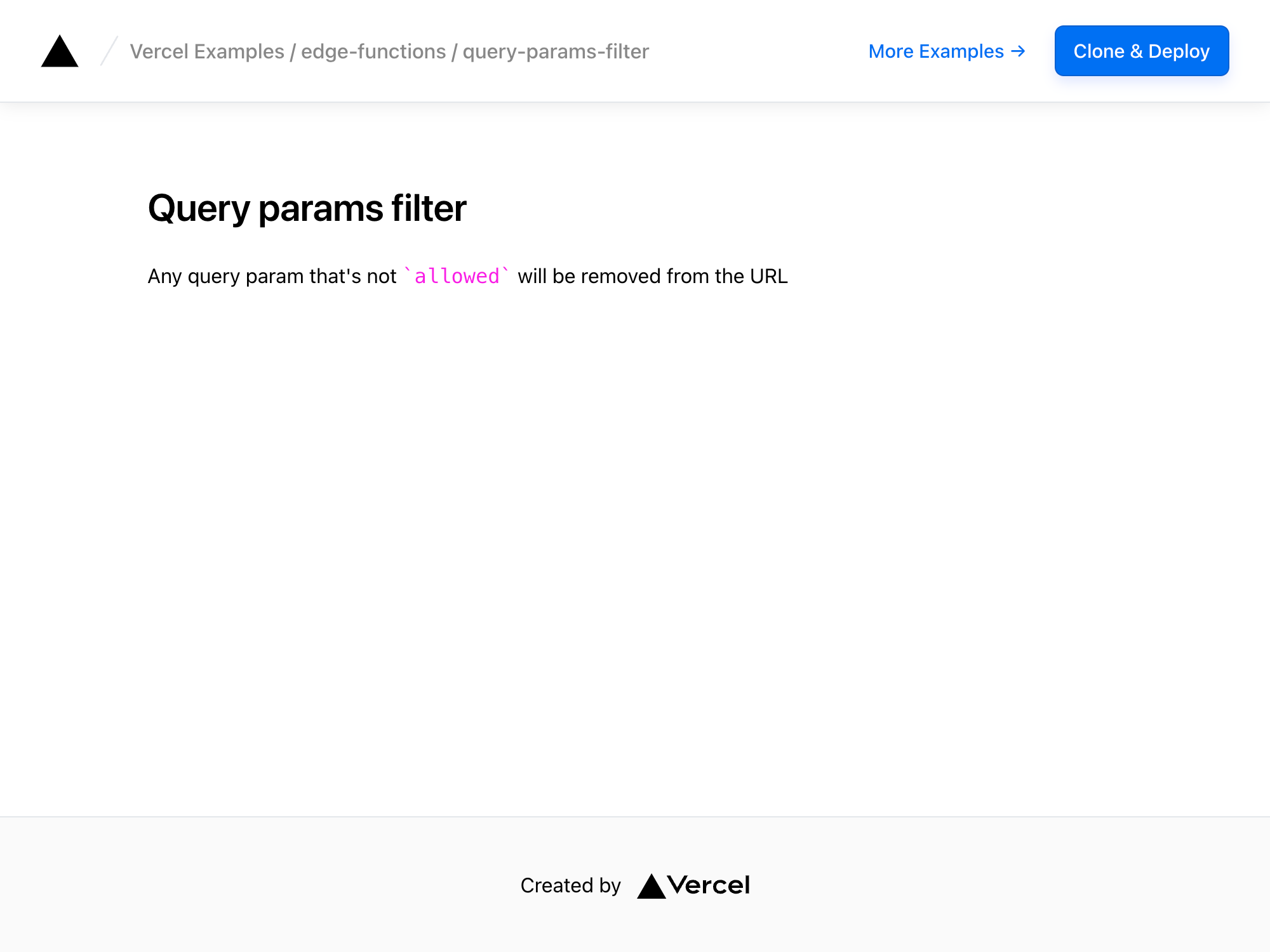 Demo of Filtering Query Parameters