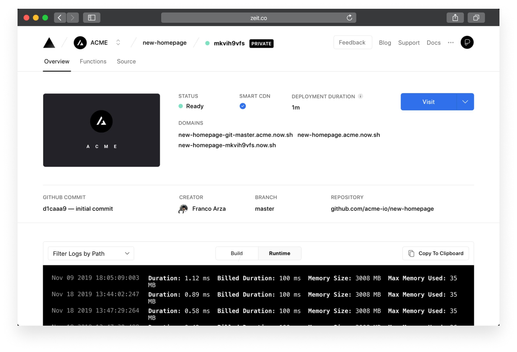 Vercel Dashboard