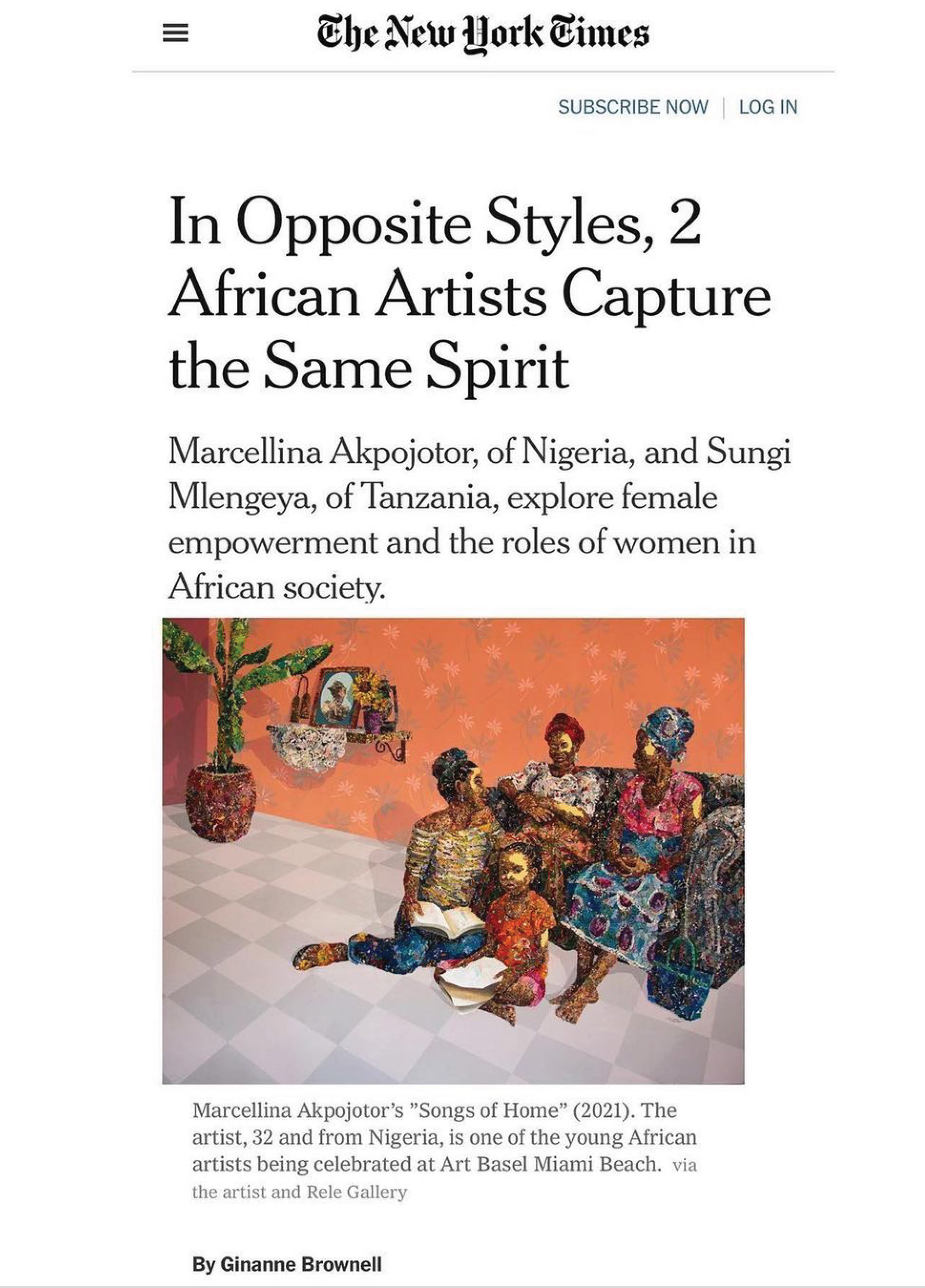 Article Clipping of Marcellina Akpojotor in NY Times