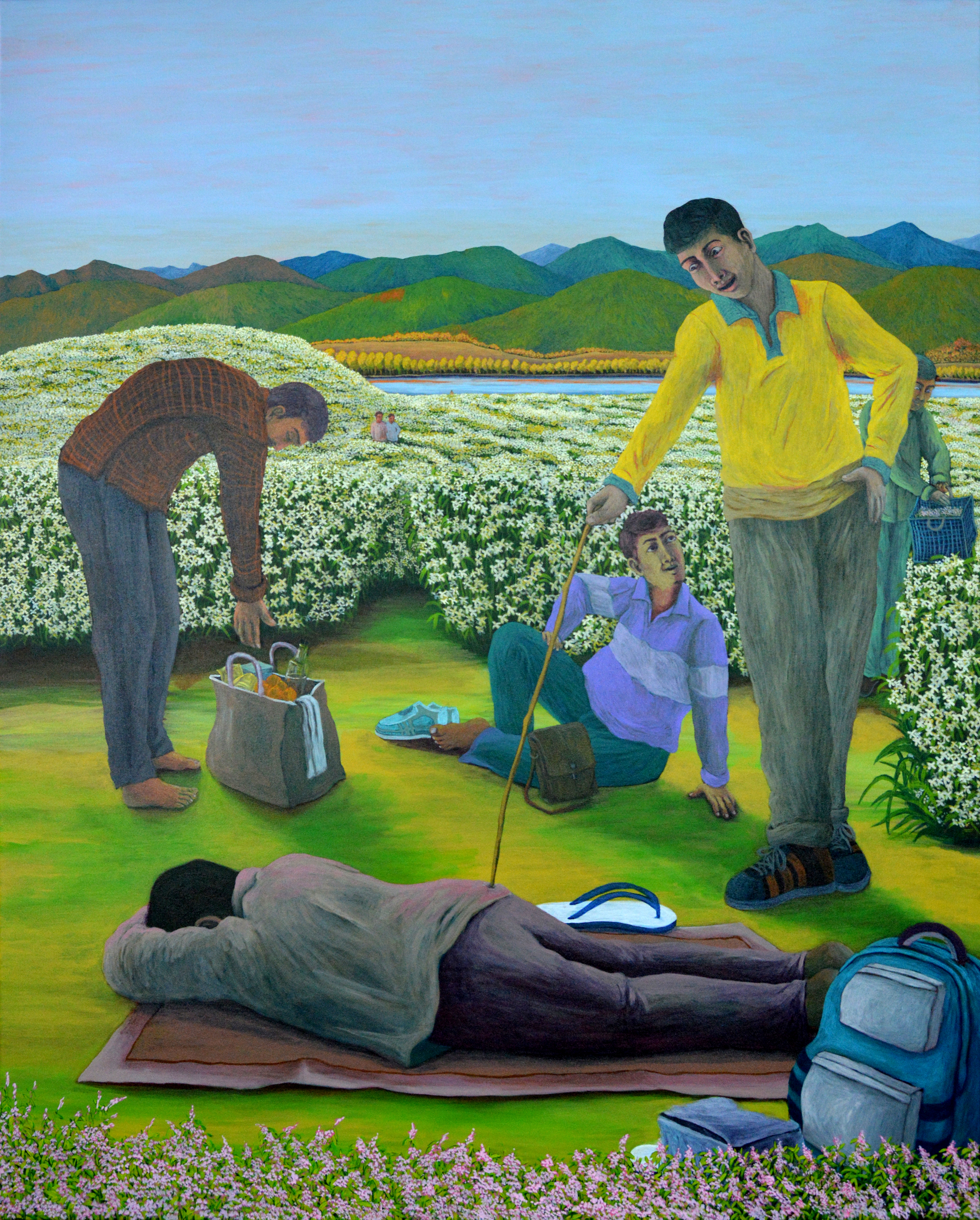 Wake Up (2022), Series: In Search of Happiness, Acrylic on Canvas, 48 x 60 Inches