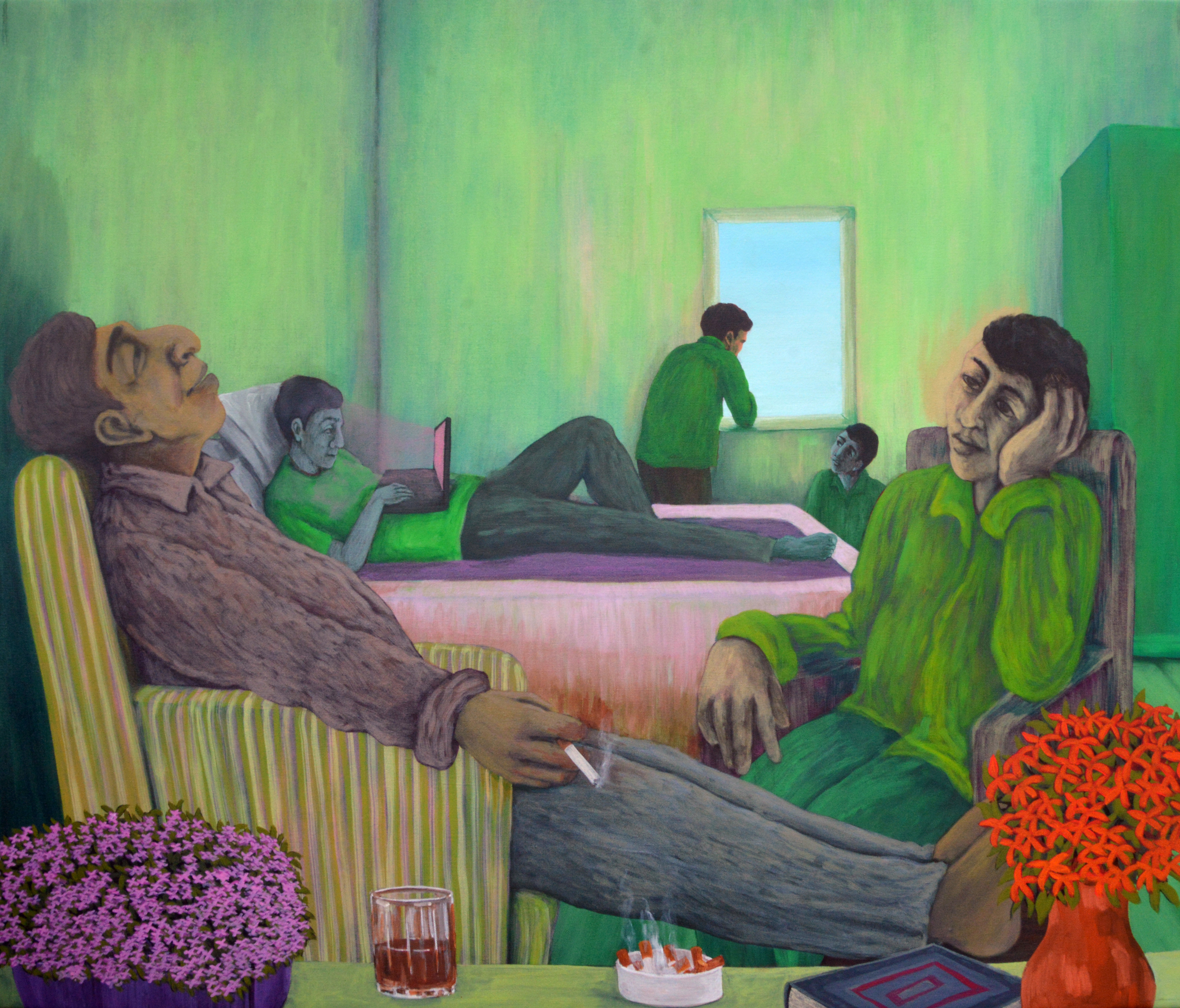 After Party (2021), Series: In Search of Happiness, Acrylic on Canvas, 36 x 42 inches 