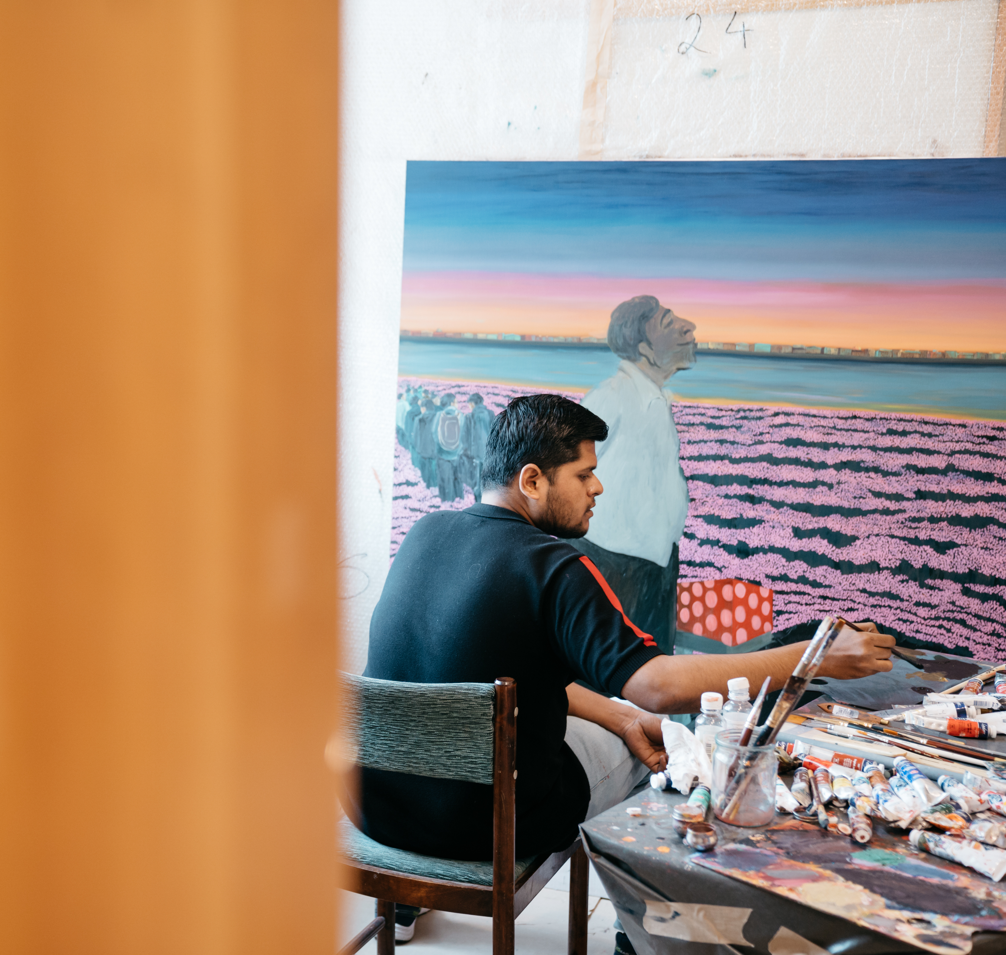 Pratik Koundinye in his studio