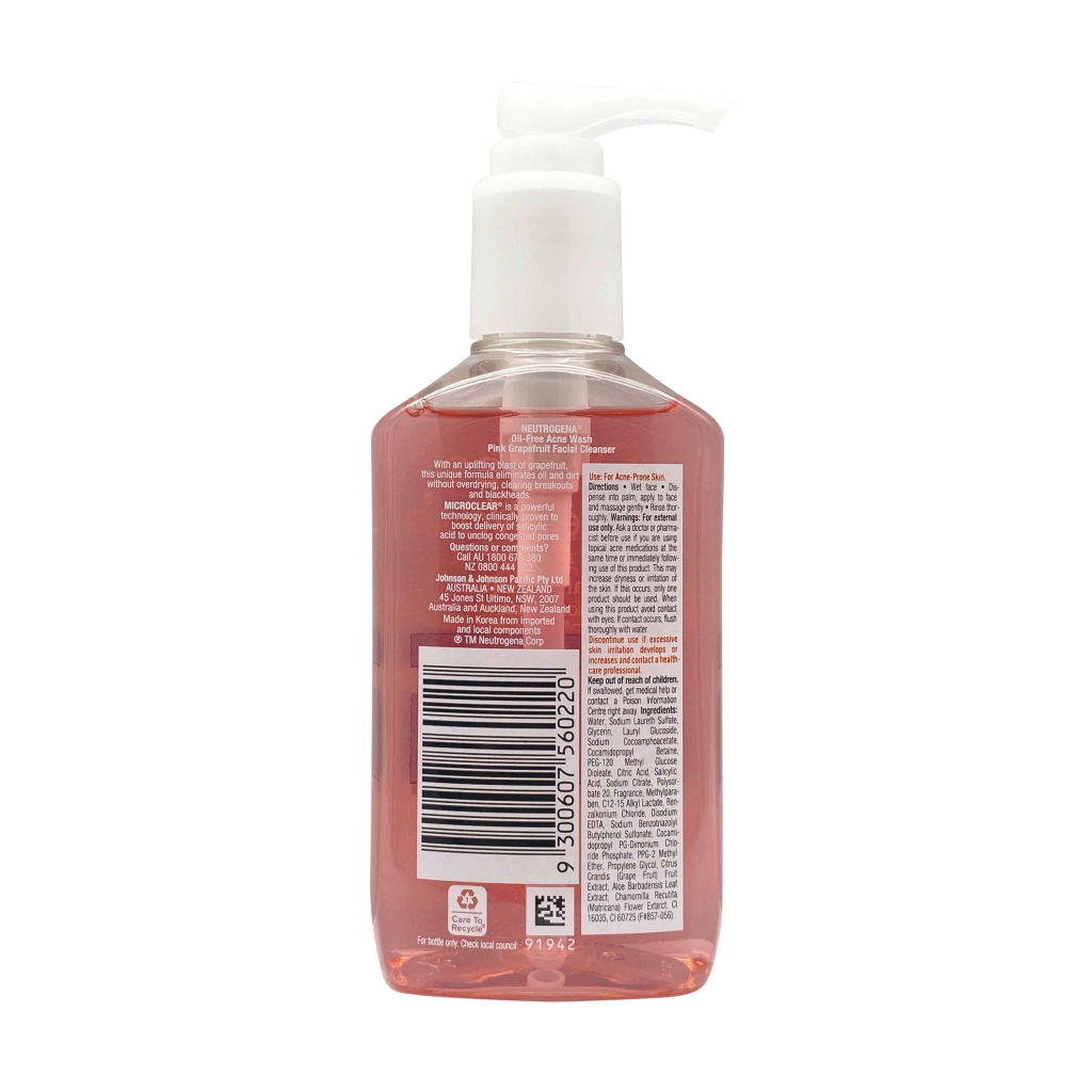 Neutrogena® Oil Free Acne Wash Pink Grapefruit Facial Cleanser 175mL  image 2