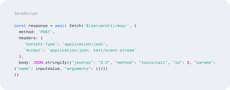 The first thing our sample app does is invoke the MCP server to submit a query.