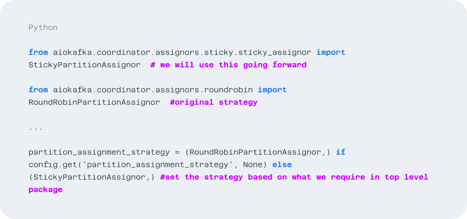 Import the assignors code example