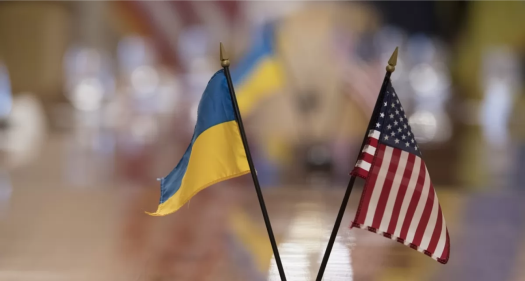 Ukraine and USA Flag