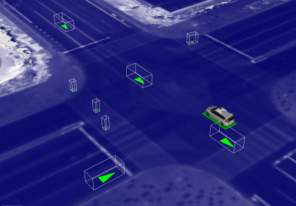An image of what the Waymo Driver sees in simulation