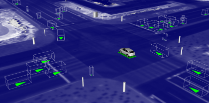A visual of what the Waymo Driver sees in simulation 