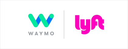 A graphic featuring Waymo and Lyft logos