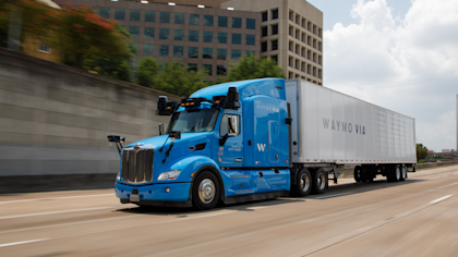 Waymo Via truck on freeway