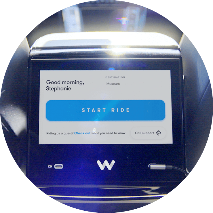 In-car screen for Waymo One riders