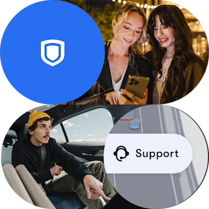 Icons for Uber safety and Waymo rider support