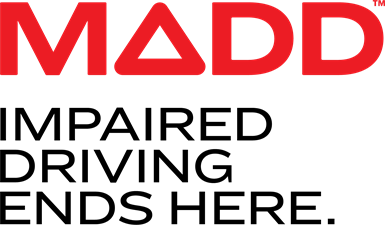 MADD logo with tagline "impaired driving ends here"
