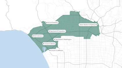 Map of LA transit credit partner locations