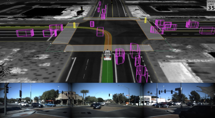 A photo of what our self-driving car sees when it encounters a flashing yellow left turn arrow in Mesa, Arizona