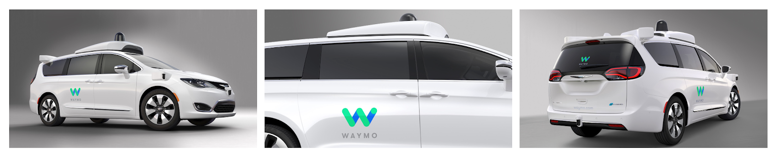 Close-up detail shots of Waymo's Pacifica Minivan