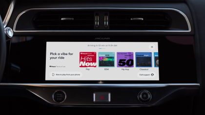 Car screen with iHeart Radio menu