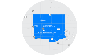 Waymo service territory in Phoenix as of December 2022