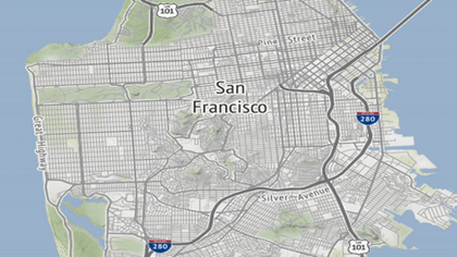 Time laps of fog over San Francisco map