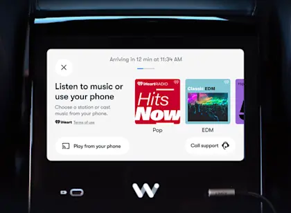 Center console showing the music selection screen