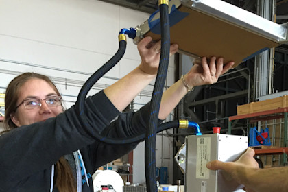 Megan working in one of our hardware labs
