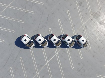 Waymo cars in parking lot