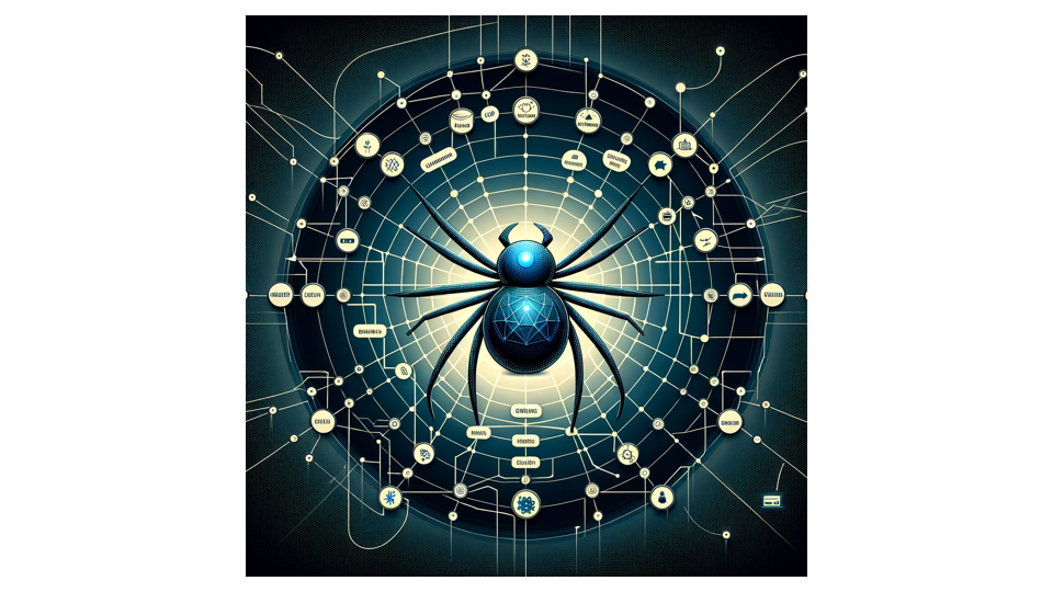 Image Depicting LLM Processing Gateway as a Spider in a Web