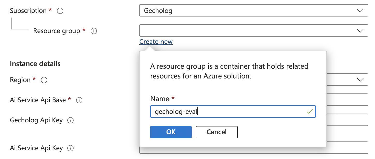 Azure Resource Group for LLM Gateway Gecholog.ai