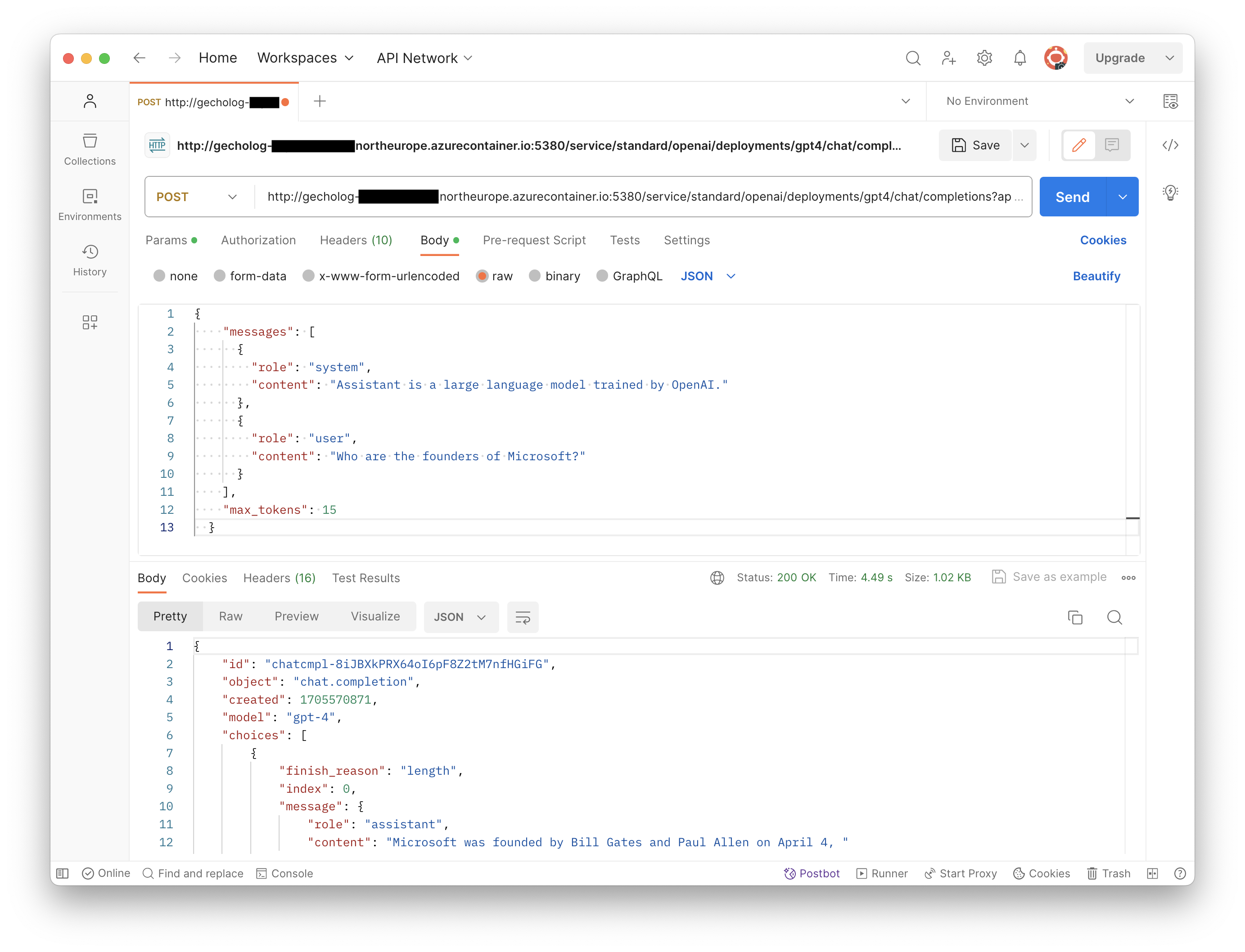 Making a Request to LLM API via LLM Gateway using Postman