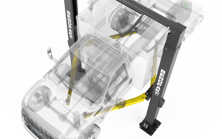 BendPak XPR-12CL-LTA Two Post Lift Arms Positioning Under Vehicle