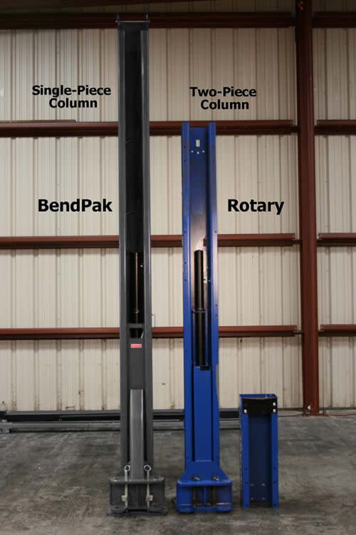 BendPak Single-Piece Column vs Rotary Two-Piece Column